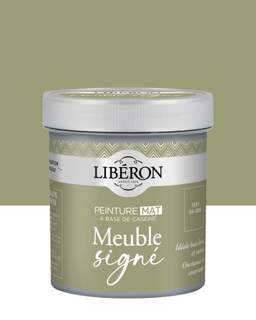 Pot de peinture meubles Libéron Meuble Signé, teinte Vert de Gris, aspect mat profond