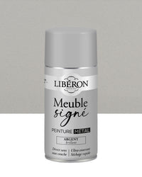 Pot de peinture meuble aérosol Libéron Meuble Signé, teinte Argent Brillant aspect Métal