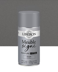 Pot de peinture meuble aérosol Libéron Meuble Signé, teinte Étain Brillant aspect Métal
