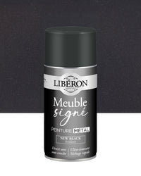 Pot de peinture meuble aérosol Libéron Meuble Signé, teinte New Black Brillant aspect Métal
