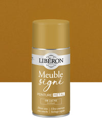 Pot de peinture meuble aérosol Libéron Meuble Signé, teinte Or Jaune Brillant aspect Métal