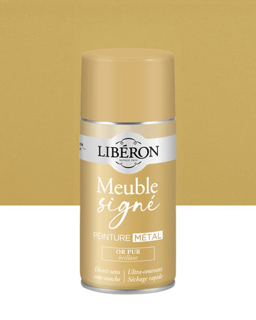 Pot de peinture meuble aérosol Libéron Meuble Signé, teinte Or Pur Brillant aspect Métal