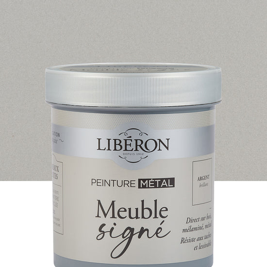 Pot de peinture meuble Libéron Meuble Signé, teinte Argent Brillant aspect Métal