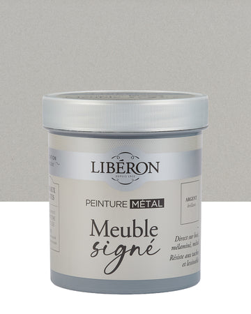 Pot de peinture meuble Libéron Meuble Signé, teinte Argent Brillant aspect Métal