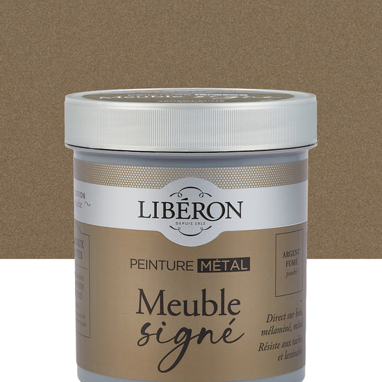 Pot de peinture meuble Libéron Meuble Signé, teinte Argent Fumé Poudré aspect Métal