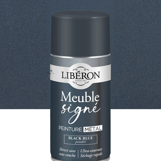 Pot de peinture meuble aérosol Libéron Meuble Signé, teinte Black Blue Poudré aspect Métal