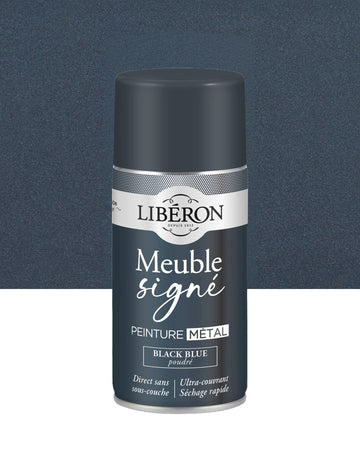 Pot de peinture meuble aérosol Libéron Meuble Signé, teinte Black Blue Poudré aspect Métal