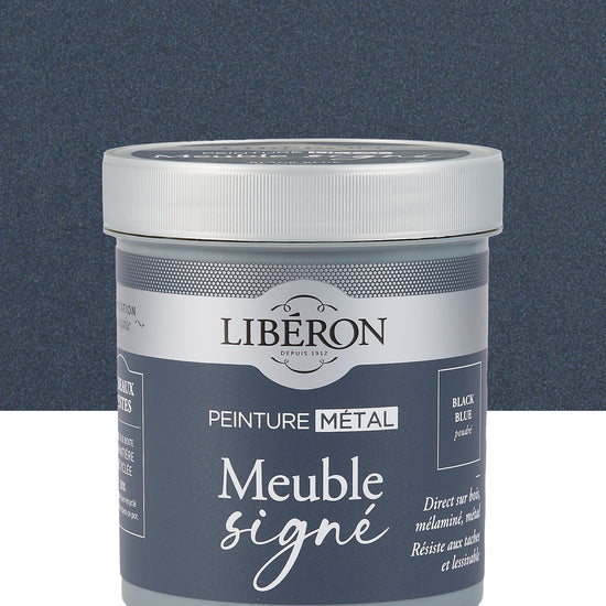 Pot de peinture meuble Libéron Meuble Signé, teinte Black Blue Poudré aspect Métal