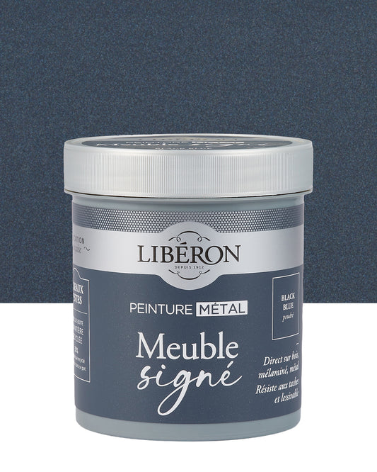 Pot de peinture meuble Libéron Meuble Signé, teinte Black Blue Poudré aspect Métal