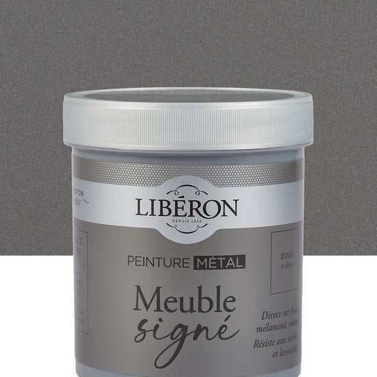 Pot de peinture meuble Libéron Meuble Signé, teinte Étain Brillant aspect Métal