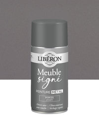 Pot de peinture meuble aérosol Libéron Meuble Signé, teinte Fonte Poudré aspect Métal