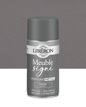 Pot de peinture meuble aérosol Libéron Meuble Signé, teinte Fonte Poudré aspect Métal