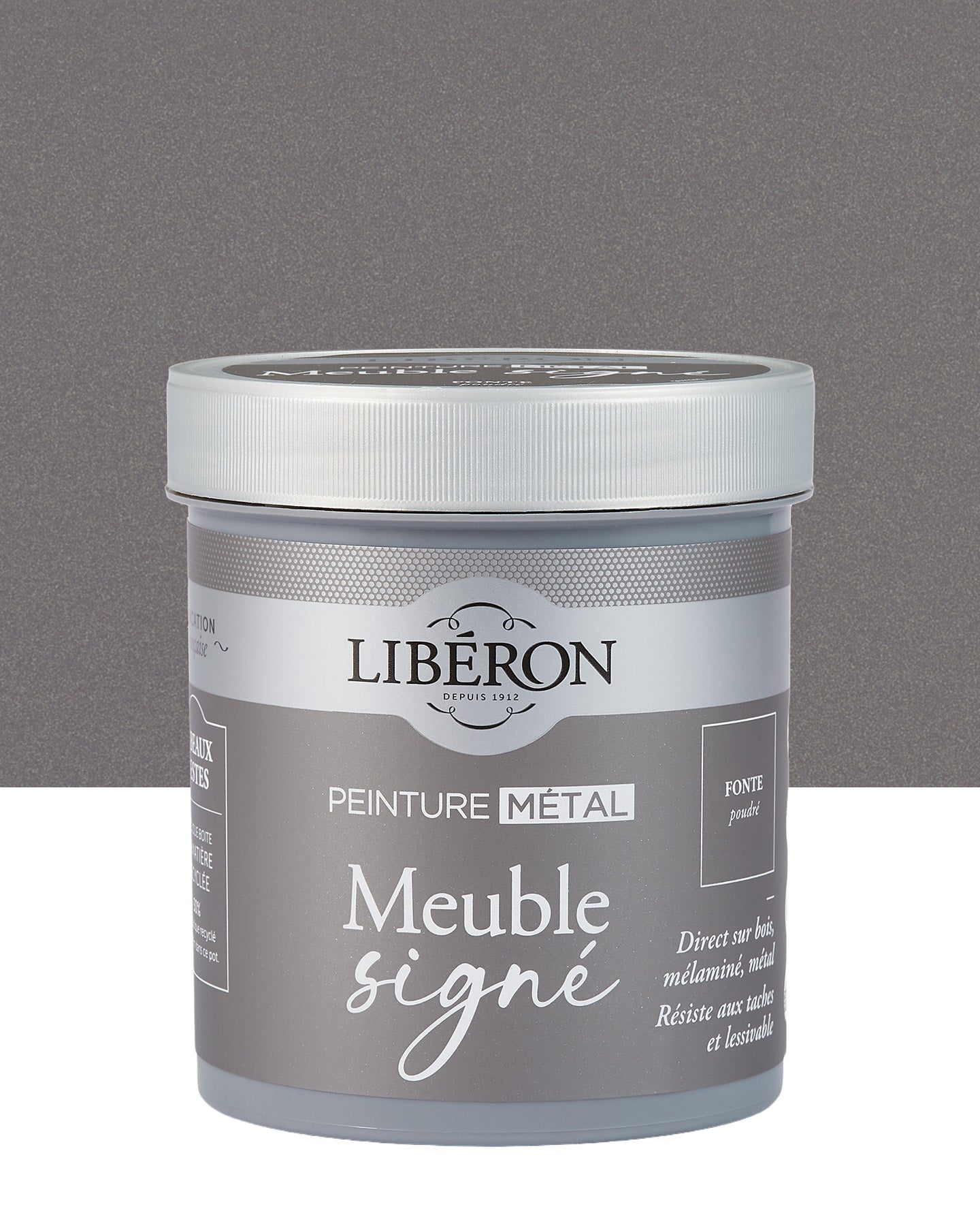 Pot de peinture meuble Libéron Meuble Signé, teinte Fonte Poudré aspect Métal