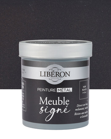 Pot de peinture meuble Libéron Meuble Signé, teinte New Black Brillant aspect Métal