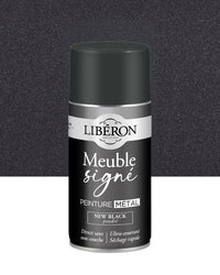Pot de peinture meuble aérosol Libéron Meuble Signé, teinte New Black Poudré aspect Métal