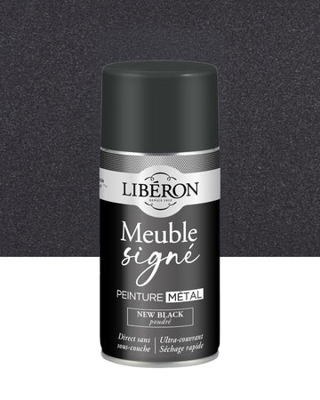 Pot de peinture meuble aérosol Libéron Meuble Signé, teinte New Black Poudré aspect Métal