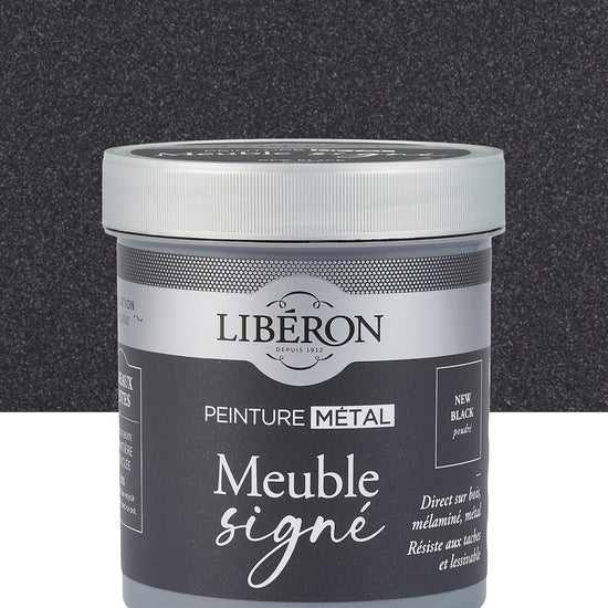Pot de peinture meuble Libéron Meuble Signé, teinte New Black Poudré aspect Métal