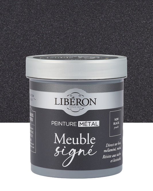 Pot de peinture meuble Libéron Meuble Signé, teinte New Black Poudré aspect Métal