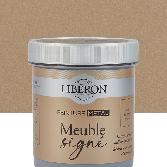 Pot de peinture meuble Libéron Meuble Signé, teinte Or Blanc Brillant aspect Métal
