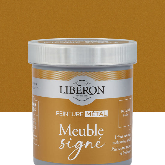Pot de peinture meuble Libéron Meuble Signé, teinte Or Jaune Brillant aspect Métal