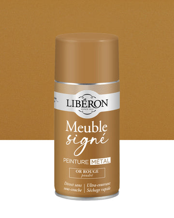Pot de peinture meuble aérosol Libéron Meuble Signé, teinte Or Rouge Poudré aspect Métal