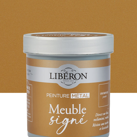Pot de peinture meuble Libéron Meuble Signé, teinte Or Rouge Poudré aspect Métal