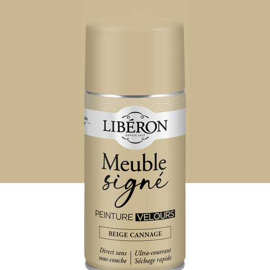 Pot de peinture meuble aérosol Libéron Meuble Signé, teinte Beige Cannage aspect Velours