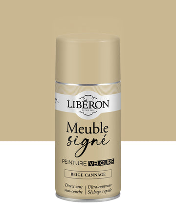 Pot de peinture meuble aérosol Libéron Meuble Signé, teinte Beige Cannage aspect Velours