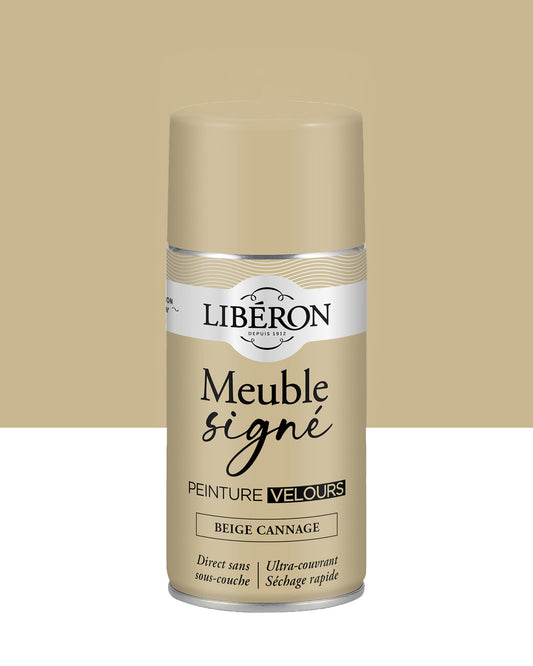 Pot de peinture meuble aérosol Libéron Meuble Signé, teinte Beige Cannage aspect Velours