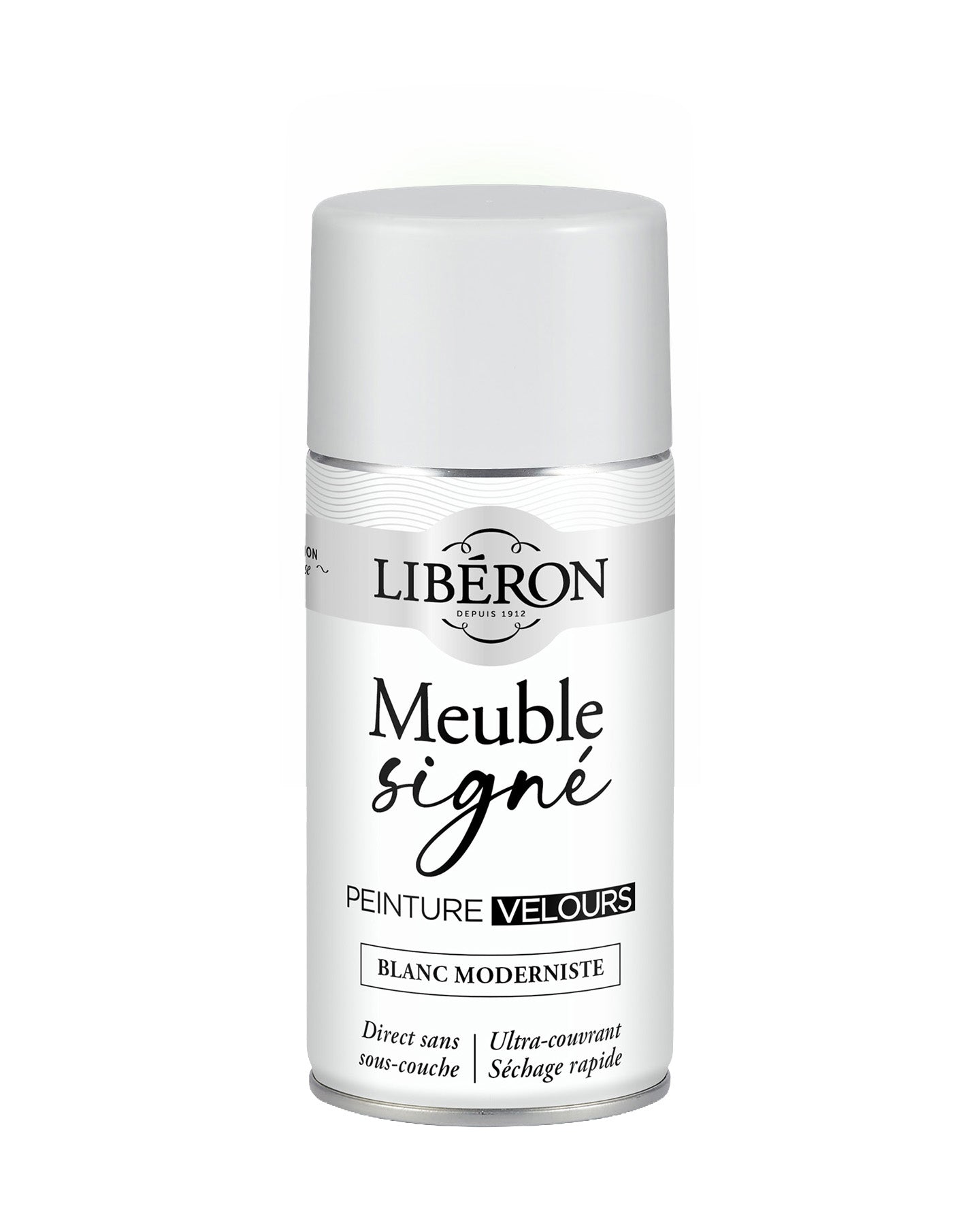 Pot de peinture meuble aérosol Libéron Meuble Signé, teinte Blanc Moderniste aspect Velours