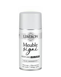 Pot de peinture meuble aérosol Libéron Meuble Signé, teinte Blanc Moderniste aspect Velours