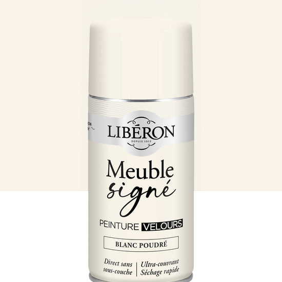 Pot de peinture meuble aérosol Libéron Meuble Signé, teinte Blanc Poudré aspect Velours
