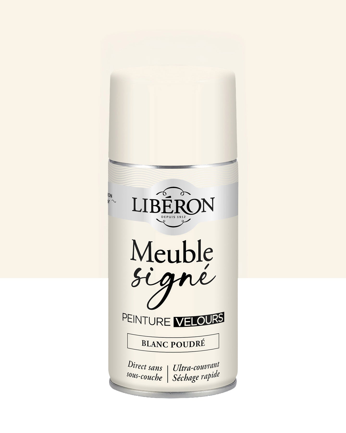Pot de peinture meuble aérosol Libéron Meuble Signé, teinte Blanc Poudré aspect Velours