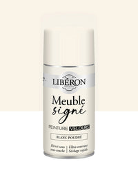 Pot de peinture meuble aérosol Libéron Meuble Signé, teinte Blanc Poudré aspect Velours