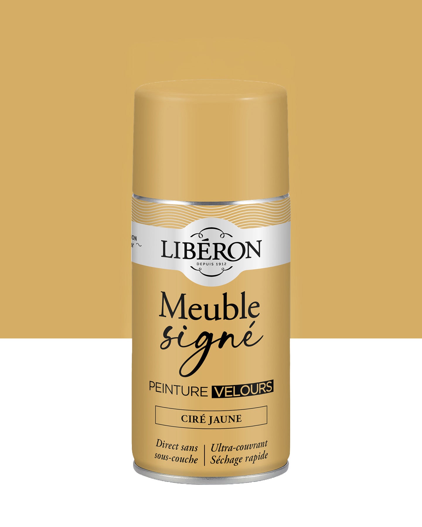 Pot de peinture meuble aérosol Libéron Meuble Signé, teinte Ciré Jaune aspect Velours