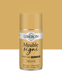 Pot de peinture meuble aérosol Libéron Meuble Signé, teinte Ciré Jaune aspect Velours