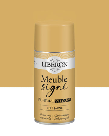 Pot de peinture meuble aérosol Libéron Meuble Signé, teinte Ciré Jaune aspect Velours
