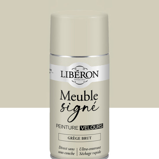 Pot de peinture meuble aérosol Libéron Meuble Signé, teinte Grège Brut aspect Velours