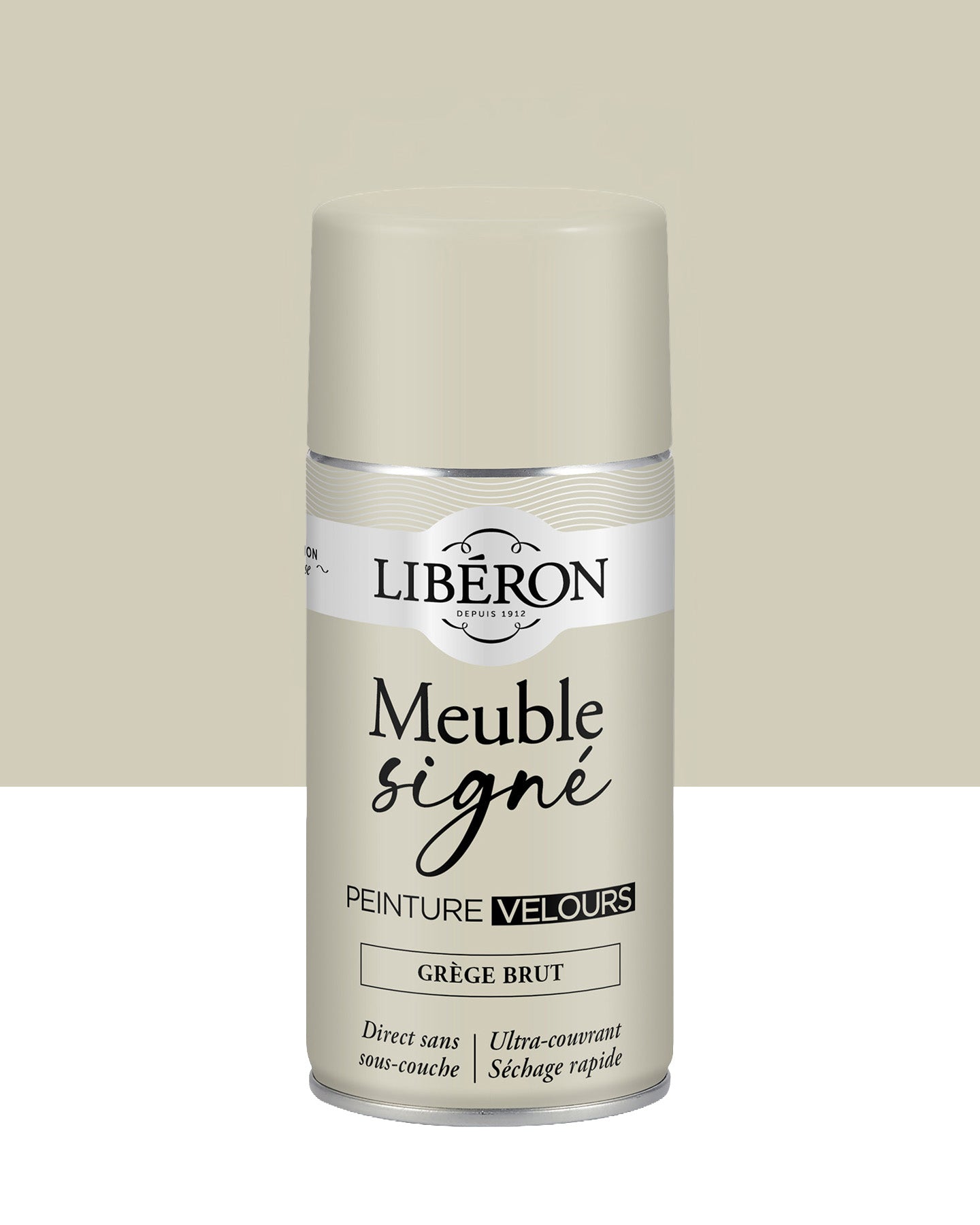 Pot de peinture meuble aérosol Libéron Meuble Signé, teinte Grège Brut aspect Velours