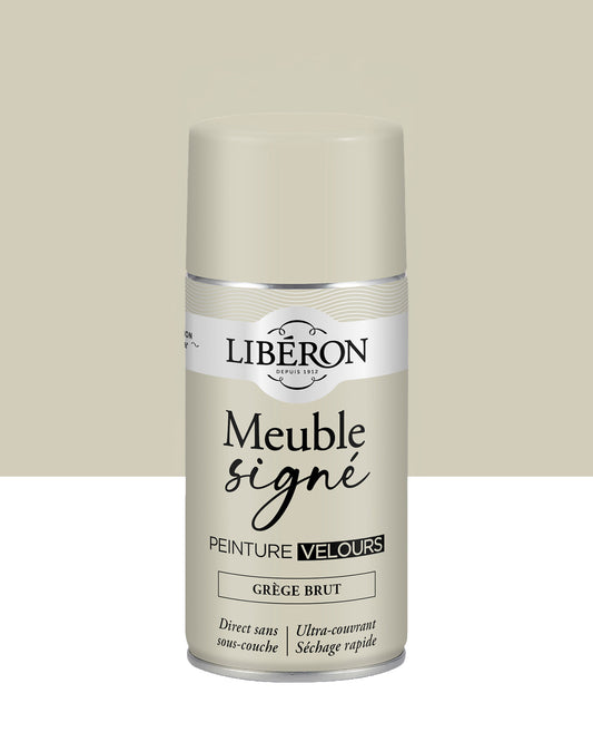 Pot de peinture meuble aérosol Libéron Meuble Signé, teinte Grège Brut aspect Velours