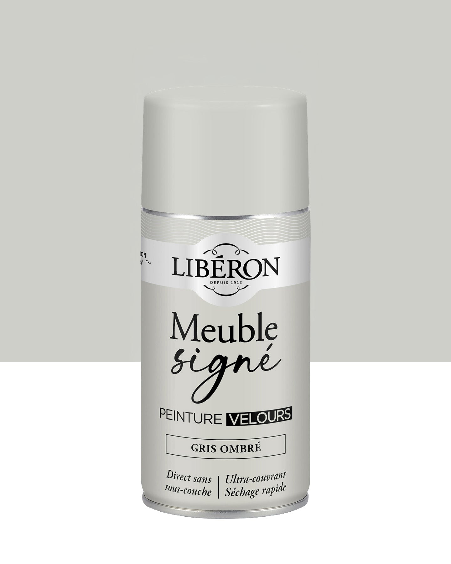 Pot de peinture meuble aérosol Libéron Meuble Signé, teinte Gris Ombré aspect Velours