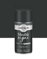 Pot de peinture meuble aérosol Libéron Meuble Signé, teinte Noir de Lave aspect Velours