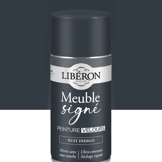 Pot de peinture meuble aérosol Libéron Meuble Signé, teinte Nuit Indigo aspect Velours