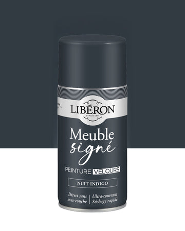 Pot de peinture meuble aérosol Libéron Meuble Signé, teinte Nuit Indigo aspect Velours
