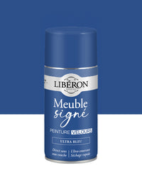 Pot de peinture meuble aérosol Libéron Meuble Signé, teinte Ultra Bleu aspect Velours