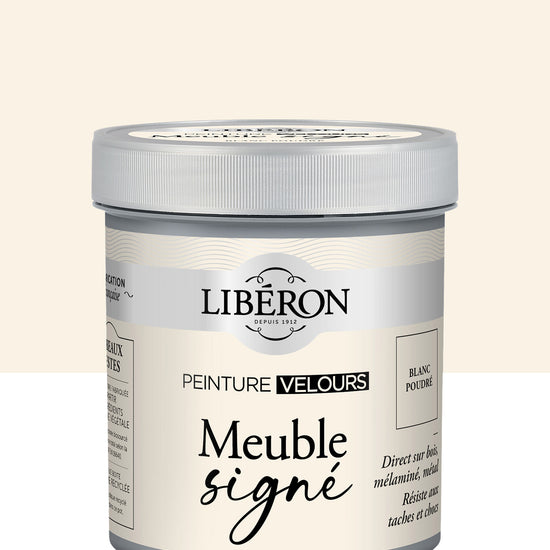 Pot de peinture meuble Libéron Meuble Signé, teinte Blanc Poudré aspect Velours