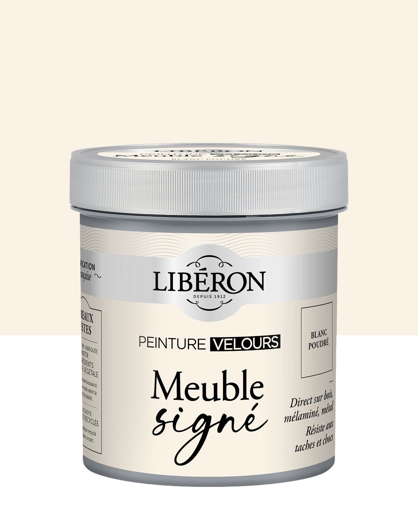 Pot de peinture meuble Libéron Meuble Signé, teinte Blanc Poudré aspect Velours