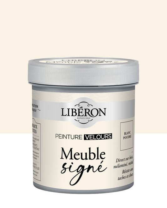 Pot de peinture meuble Libéron Meuble Signé, teinte Blanc Poudré aspect Velours