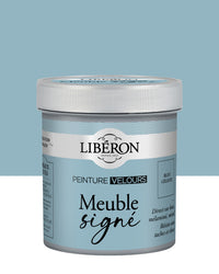 Pot de peinture meuble Libéron Meuble Signé, teinte Bleu Céleste aspect Velours