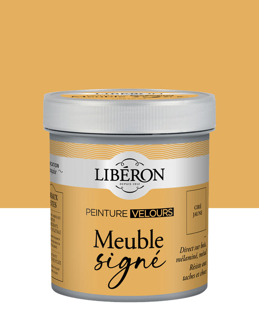Pot de peinture meuble Libéron Meuble Signé, teinte Ciré Jaune aspect Velours